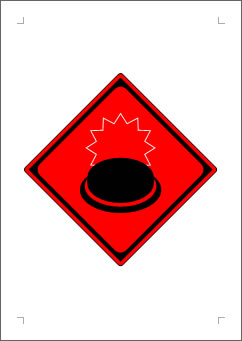 ボタン危険の張り紙画像２